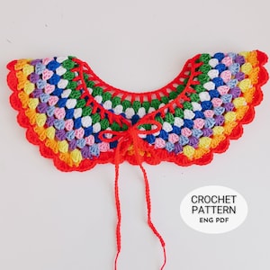 Häkelanleitung für Oma-Halsband, abnehmbare bunte Spitze, PDF in Englisch