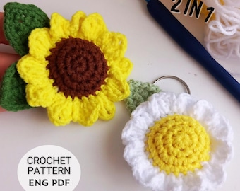 Crochet Sunflower & Daisy Keychain Pattern: Easy Amigurumi DIY (PDF Pattern)