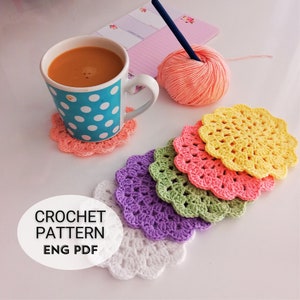 Simple Flower Coaster Crochet Pattern | Easy Tutorial (english PDF ...