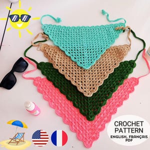 Crochet Bandana Pattern: Easy Beginner Hair Scarf (English PDF and Français PDF Digital Download)