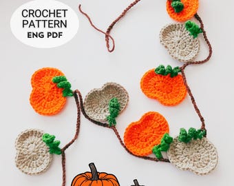 Crochet Halloween Pumpkin Garland Pattern: Easy DIY Fall Decor (PDF Pattern)