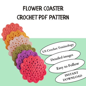 Simple Flower Coaster Crochet Pattern | Easy Tutorial (english PDF ...