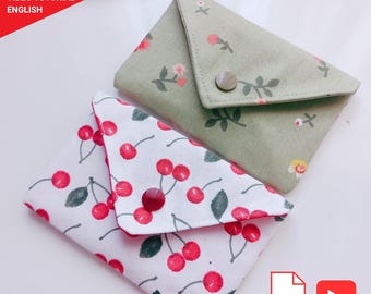 Mini Wallet Sewing Pattern - Video Tutorial : Beginner DIY Small Pouch (English PDF Pattern)