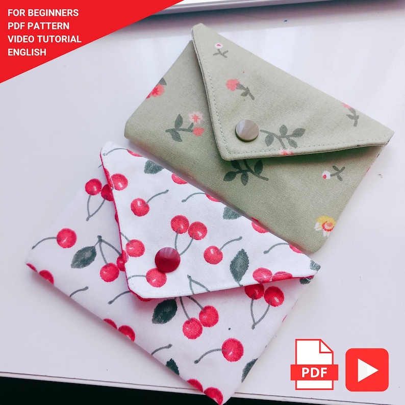 Mini Wallet Sewing Pattern - Video Tutorial : Beginner DIY Small Pouch ...