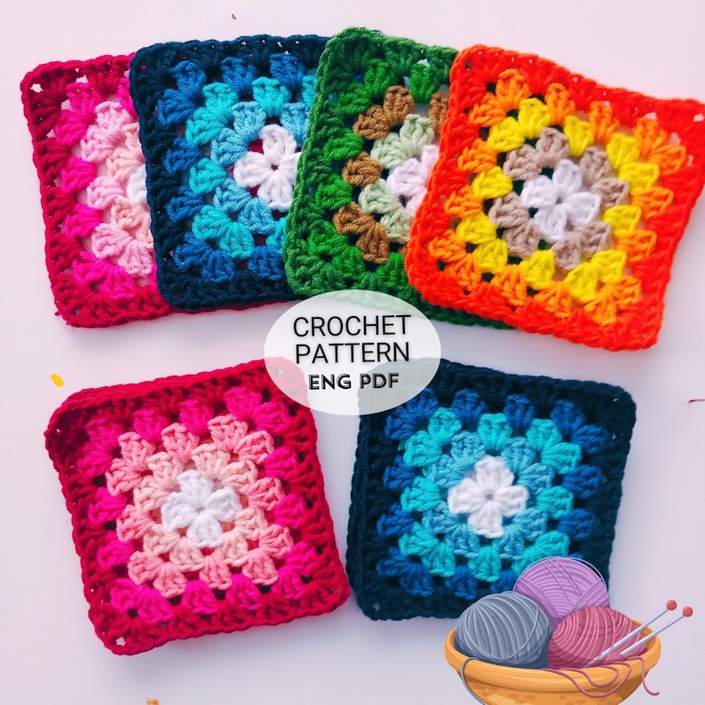 Willow Granny Square, Crochet Granny Square Pattern, Willow Square Pattern, Granny Square Blanket Pattern, Crochet Blanket Square, Granny Square Crochet PDF, Beginner Crochet Pattern, DIY Crochet Square, Crochet Home Decor, Afghan Square Pattern,