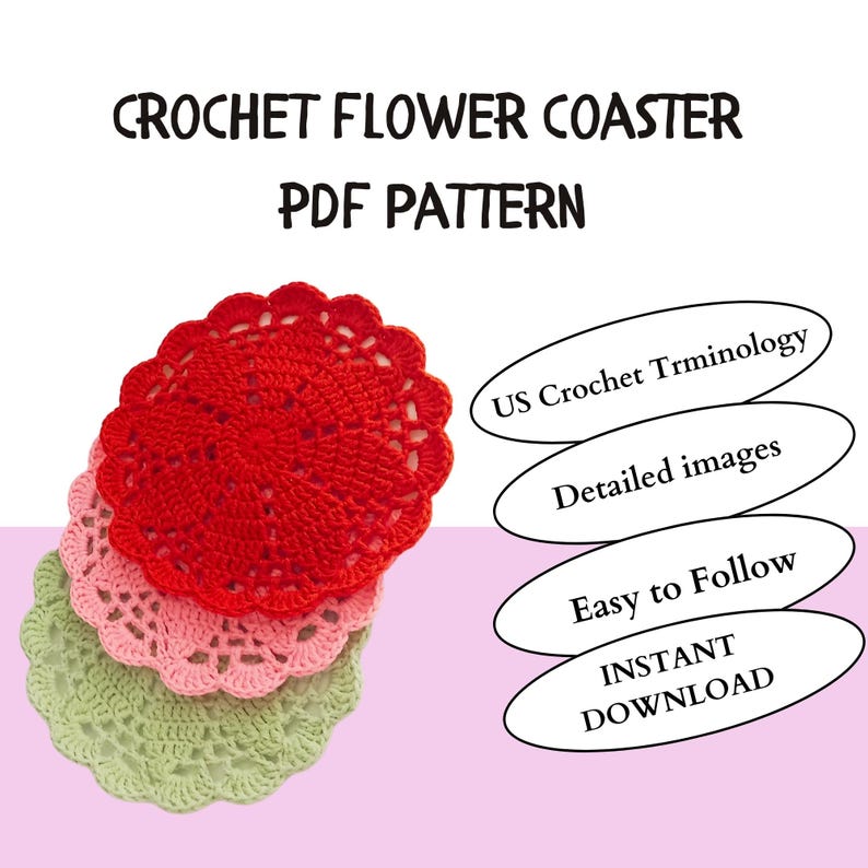 Crochet Flower Coaster Pattern | Easy Doily Coaster | Beginner Friendly ...