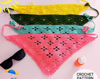 Crochet Flower Bandana Pattern : Easy DIY Hair Scarf ( English PDF Digital Download)