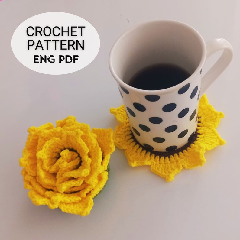 Crochet Sunflower Coaster Pattern | DIY Home Decor (english PDF) - Etsy