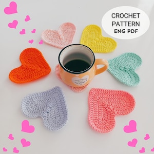 Crochet Heart Coaster Pattern | Easy and Quick DIY Home Decor | Valentine&#39;s Days Gift Love Handmade Idea Easy To Follow Tutorial English PDF