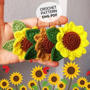 Sunflower Keychain Crochet Patterning | Easy Crochet Sunflower Handmade Gifts | English PDF | Mini Amigurumi Gift Idea DIY Summer Accessory