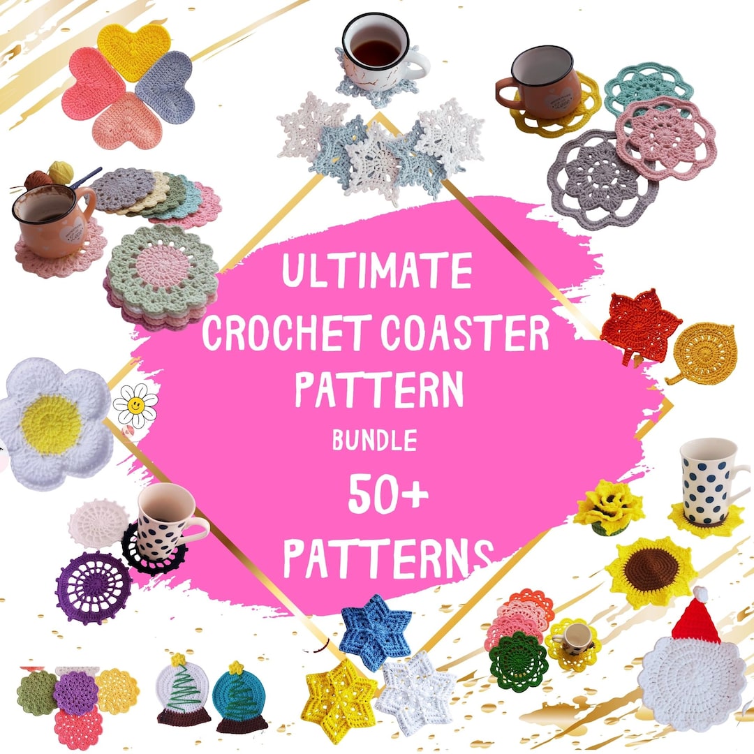 Crochet Coaster Pattern Bundle – 50+ Easy English PDF Designs - Etsy
