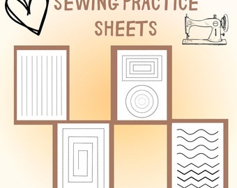 Printable sewing practice worksheets  |  Learn to sew practice sheets | Beginners sewing templates |Practice stitching on paper PDF download
