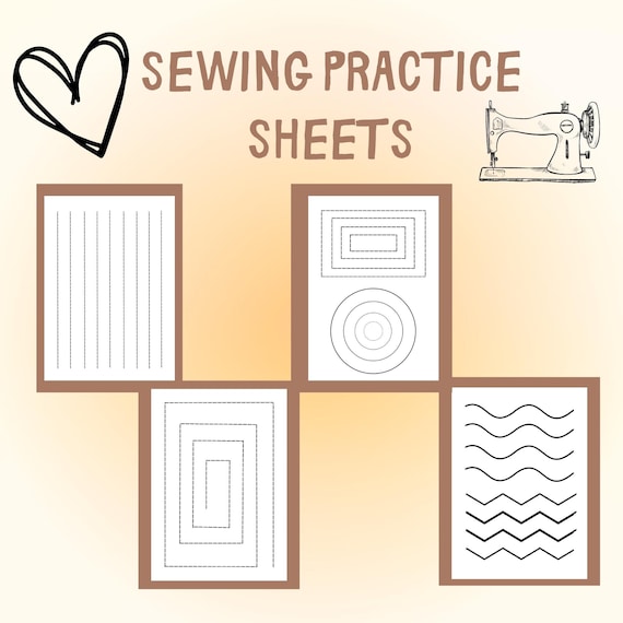 Sewing Practice Sheets  |  Learn to Sew | Beginners Sewing Templates PDF Download
