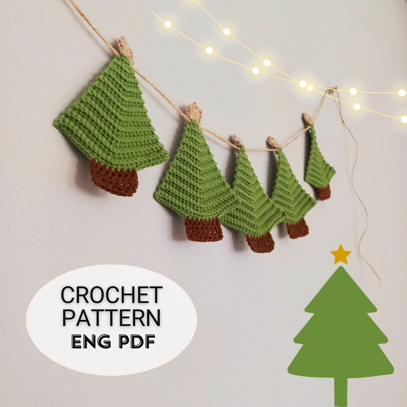 Crochet Christmas Tree Garland Pattern | DIY Holiday Decor (english PDF ...