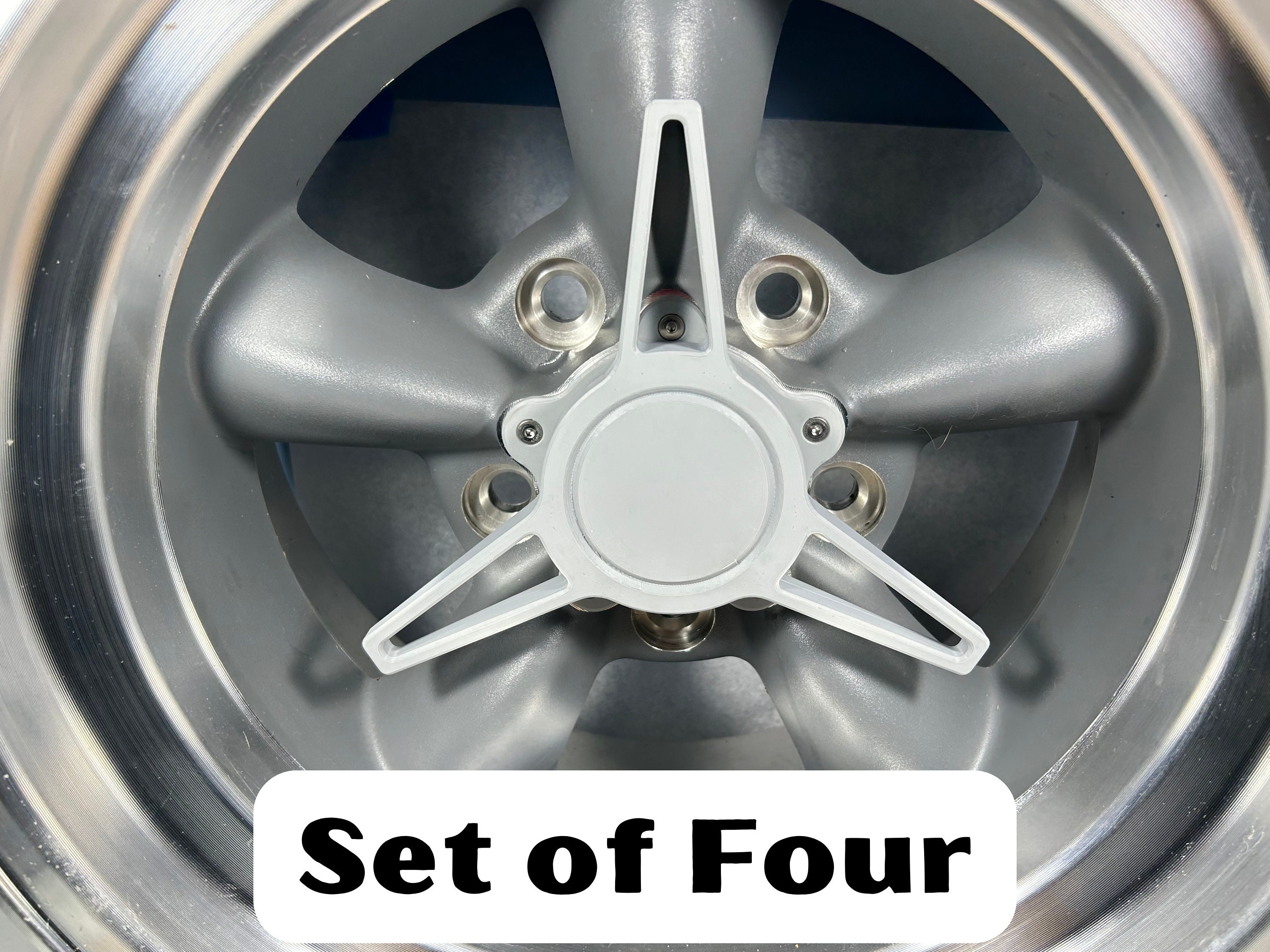 Torq Thrust Knock Off Center Cap Set for American Racing Wheels Tri Bar Spinner