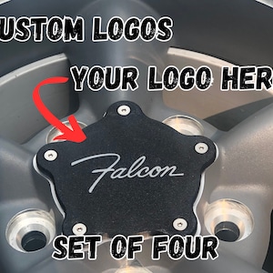 Custom Logo Flat Center Cap Set for American Racing Torq Thrust Wheels 3D Printed Black Textured Finish