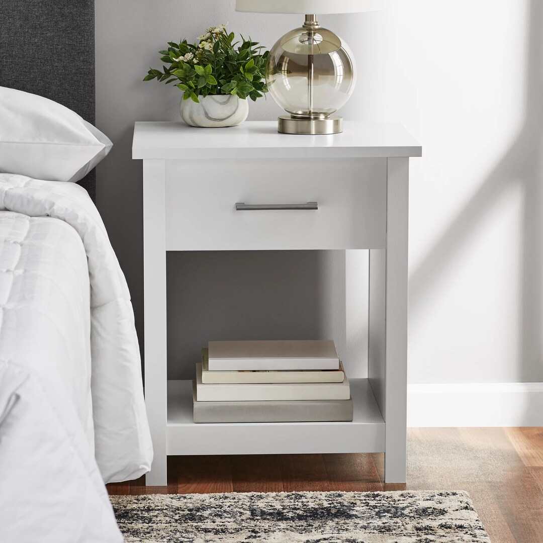 Hillside Nightstand With Drawer White Finish Etsy