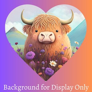 Highland Cow-stickers, hartvormige kiss-cut-stickers, laptopstickers, witte en transparante hartstickers, grote stickerstickers