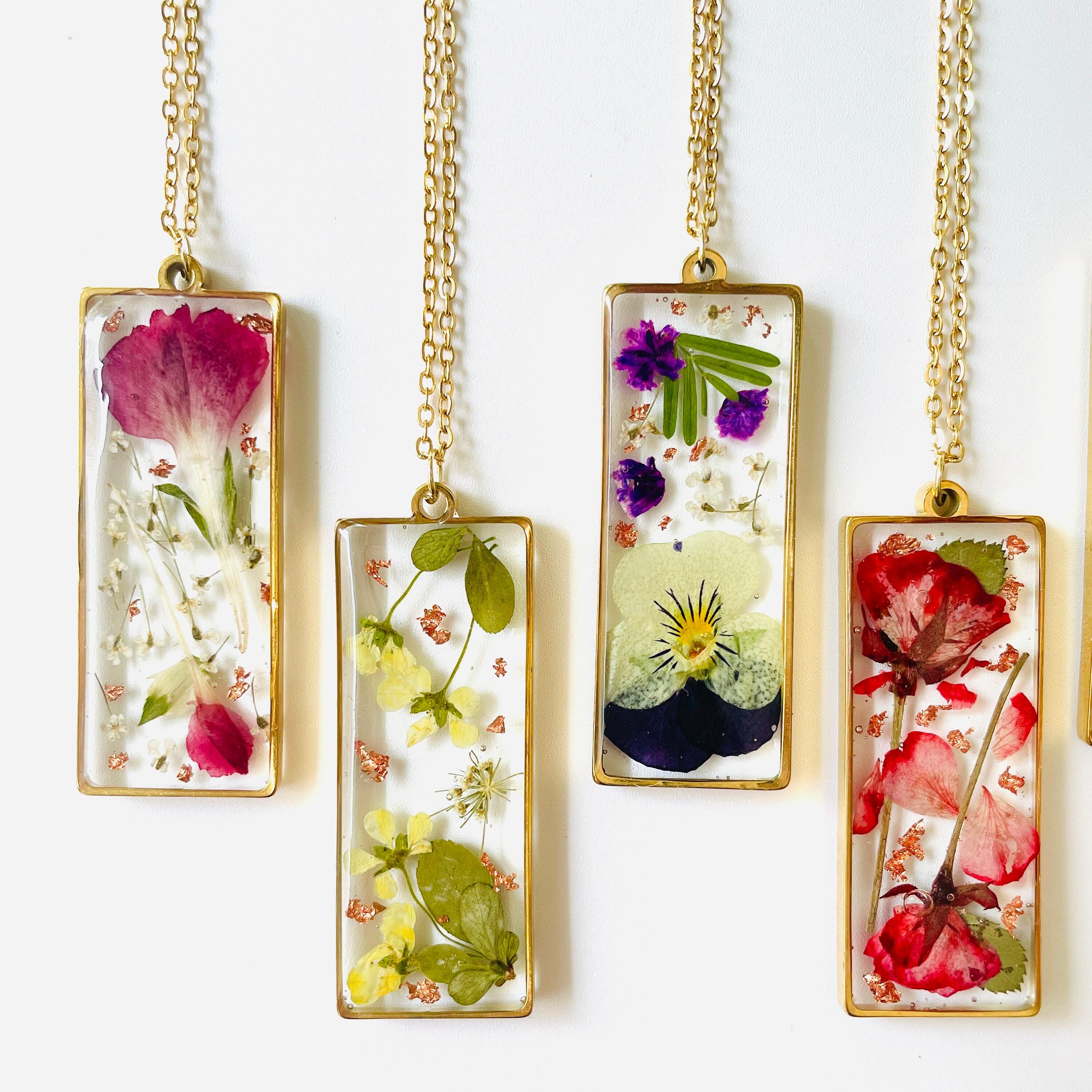 Birth Flower Necklace Resin Dried Flower Necklace Pressed Etsy Australia
