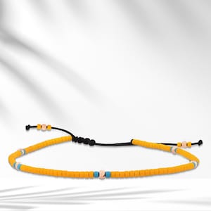 14K Solid Gold Yellow Beaded Anklet