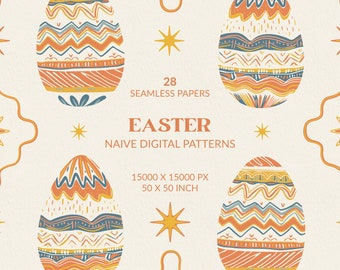 Papeles digitales sin costuras de Pascua, diseños pastel naif, fondos extravagantes, patrón de huevo de Pascua, cuadros festivos, fondo transparente PNG