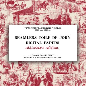 Natale vintage, carte digitali Toile, stampa chinoiserie, motivo vittoriano, senza cuciture, toile francese, cottage inglese, carta per scrapbooking