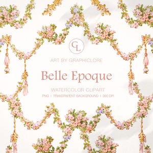 Vintage Franse clipart, vergulde aquarellijsten, huwelijksuitnodiging, transparante achtergrond png, bloemenrand, gouden rococo-toppen, slinger