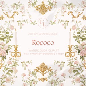 Franse aquarel clipart, botanische illustraties voor huwelijksuitnodiging, vintage, transparante achtergrond png, bloemenrand rococo kransen