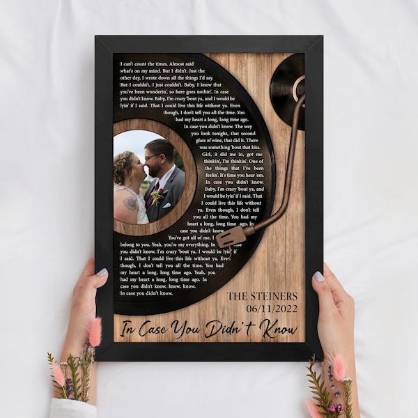 Vinyl Record Custom Song Lyrics Wedding Anniversary Gift Our First Dance Photo Print Personalized Music Wall Art Husband, Wife Couple Gifts