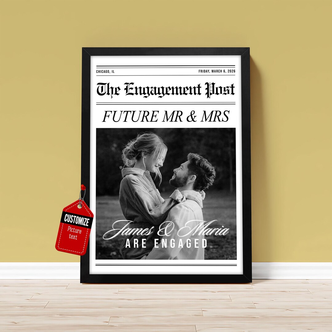 Personalized Engaged Wedding Announcement Newspaper Poster, “the ...