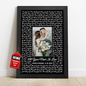 Custom Song Lyrics with Photo Personalized, First Dance Song Lyrics Poster Canvas, Anniversary Gift, Wedding Song Dance Lyrics, Music Gift