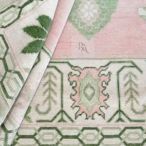 Oushak rug muted 8x10/9X12/10x14 Turkish knot rug Hand-knotted Vintage Antique Oushak Wool Area Rug for Living Room, Dining room.