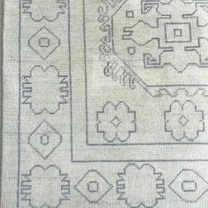 Oushak Rug 8x10-9X12-10X14 Modern Blue Ivory Turkish Rug Hand knotted wool Rug for living room White Oushak rug