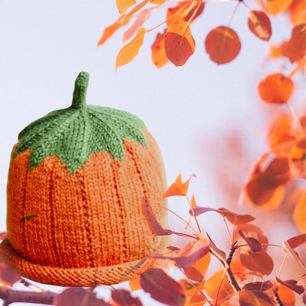 Hand Knitted Pumpkin Hat in Fine Merino wool -  Newborn Hat to 6 years