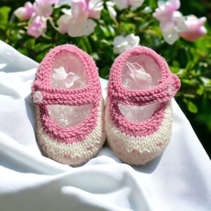 Handgebreide merino-babyslofjes: roze, pasgeboren tot 6 maanden