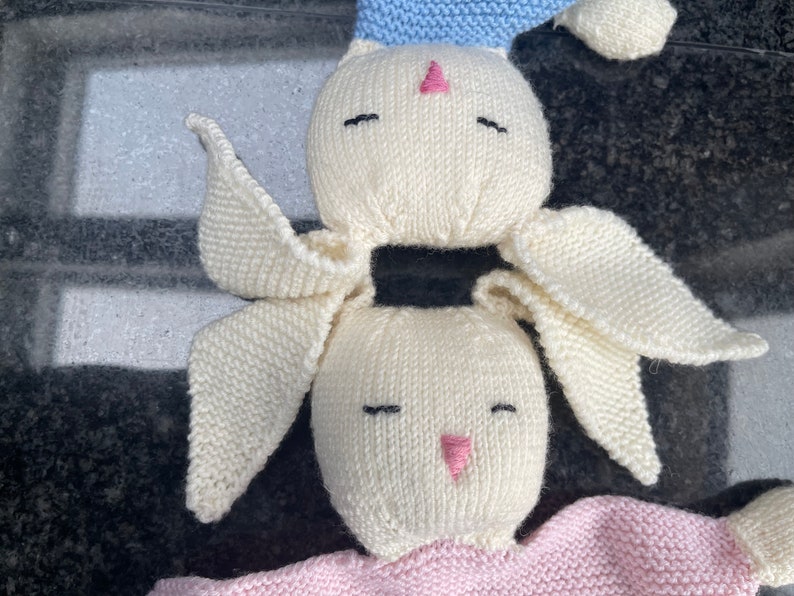 Personalised Name Baby Bunny Comforter, Hand Knitted in Pure Fine Merino Wool, name or text of your choice new baby gift image 6