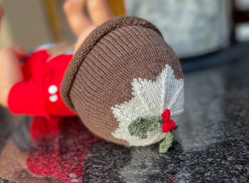 Christmas Pudding Hat, Hand Knitted in Fine Merino Wool Perfect Winter