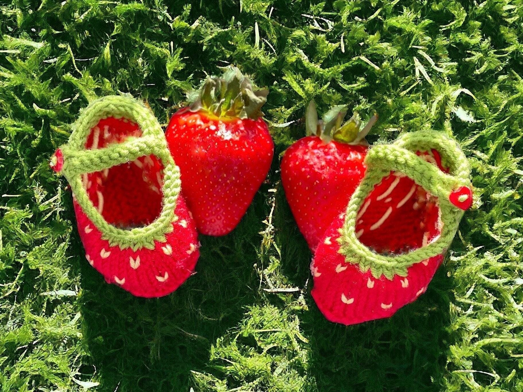 Handmade Strawberry Baby Shoes in Fine Merino Yarn or Pure Egyptian Cotton Newborn to 6 Months Perfect Baby Gift Summer Outfit Etsy UK