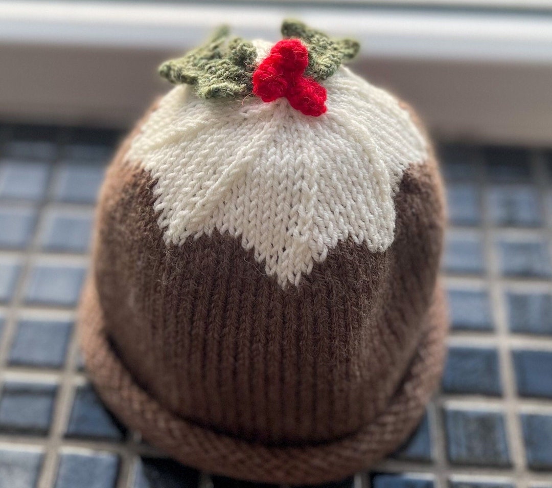 Christmas Pudding Hat, Hand Knitted in Fine Merino Wool Perfect Winter
