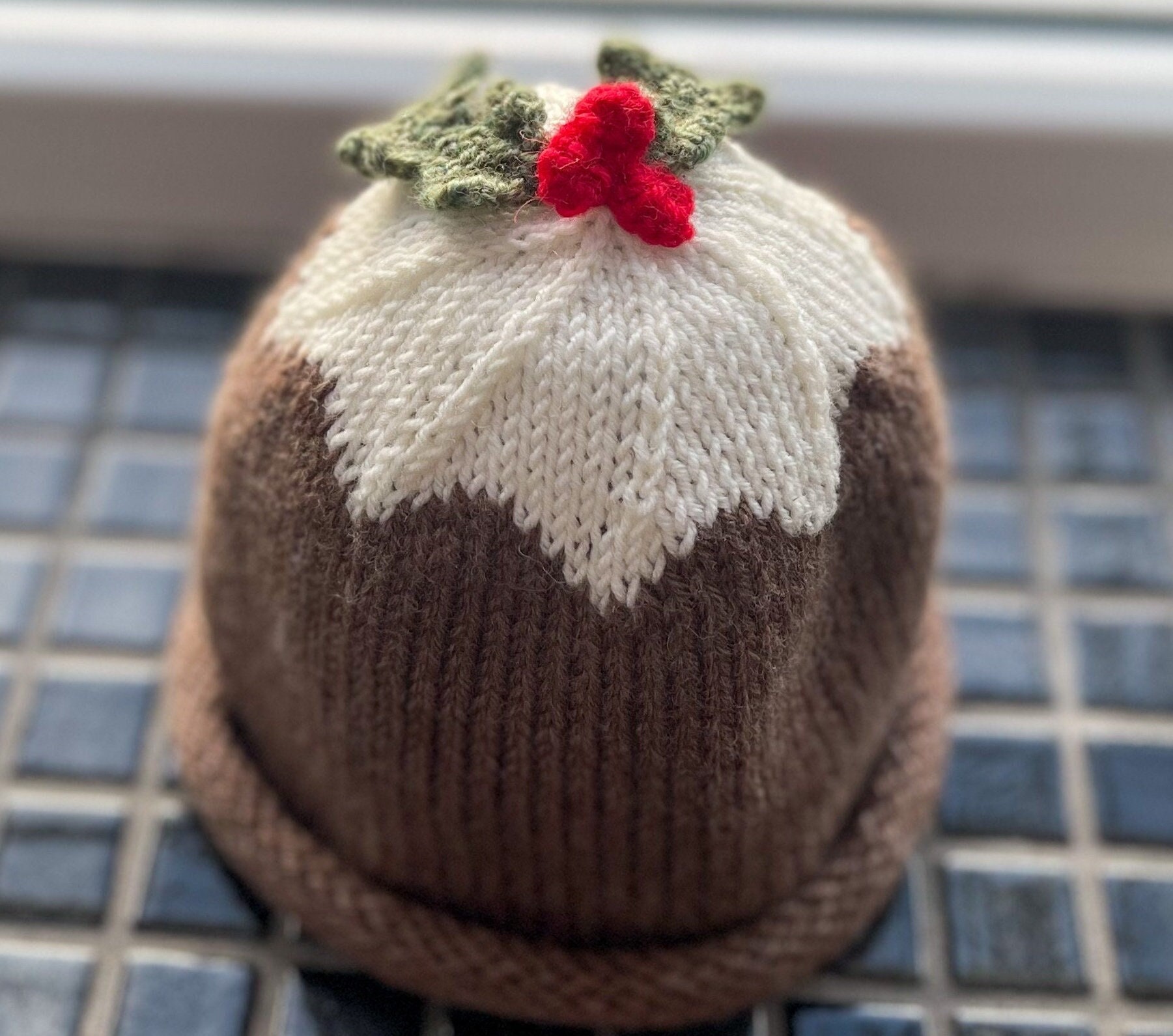 Hand Knit Merino Wool Pudding Hat: Baby Winter Beanie With Holly - Etsy UK