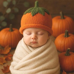 Hand-Knitted Merino Wool Pumpkin Beanie: Baby & Toddler Autumn Hat