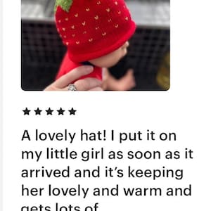 Bonnet fraise, tricoté à la main en laine mérinos fine ou pur coton, nouveau-né à 8 ans image 8