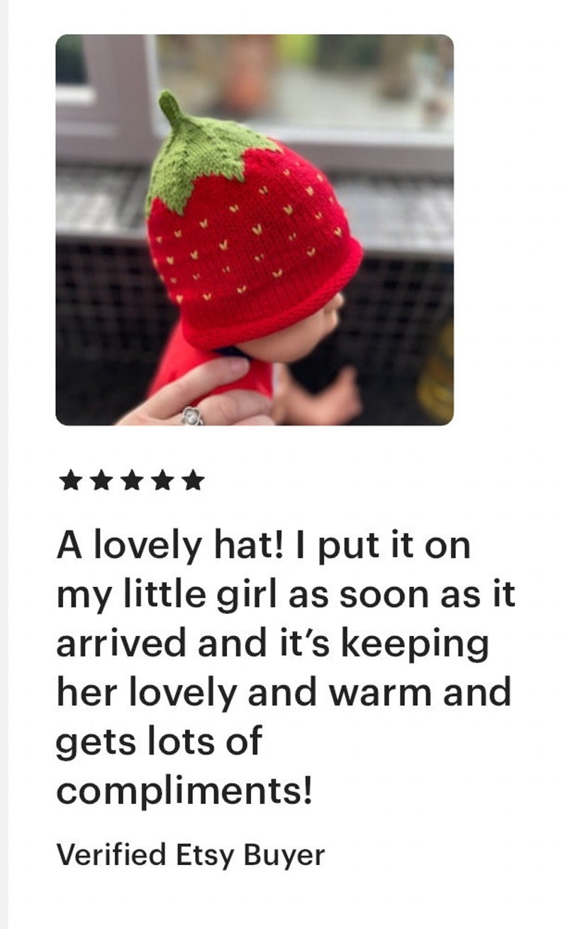 Bonnet fraise, tricoté à la main en laine mérinos fine ou pur coton, nouveau-né à 8 ans image 8