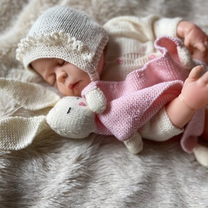 Personalised Name Baby Bunny Comforter, Hand Knitted in Pure Fine Merino Wool, name or text of your choice new baby gift image 5