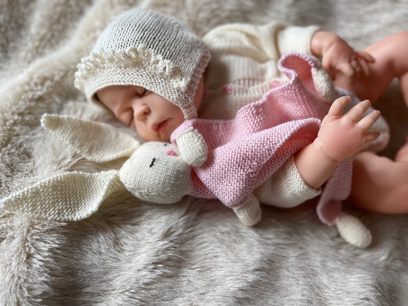 Personalised Name Baby Bunny Comforter, Hand Knitted in Pure Fine Merino Wool, name or text of your choice new baby gift image 5