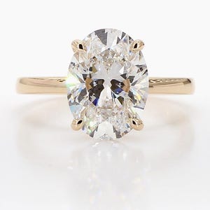 4CTW E VS1 Oval Cut Lab Grown Diamond Ring 14k Yellow Gold Engagement Ring Gift For Love