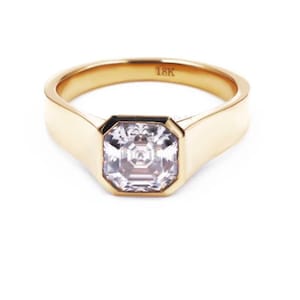 3CT Asscher Cut Moissanite Diamond Ring,925 Sterling Silver Ring, Promise ring Diamond ring Simulant ring Solitaire ring Gift for her