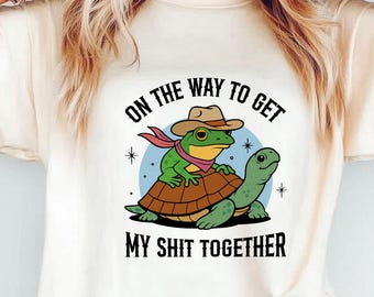 Funny Frog Cowboy Turtle T-Shirt: Sarcastic Animal Graphic Comfort Colors Tee