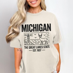 Missouri T-Shirt, das Zustand-T-Stück der Großen Seen,gebrannte Reh-Leuchtturm-Hemd, Vintage-Art-Grafik-T-Stück, Andenken-Hemd, Geschenkidee