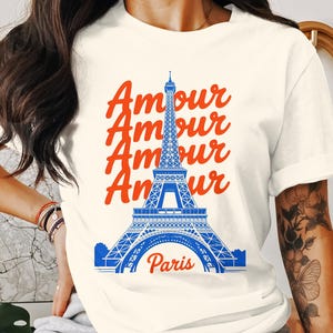Paris Amour T-Shirt: Eiffel Tower Graphic Tee - French Style